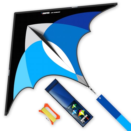 SGftre Delta Drachen Für Kinder Und Erwachsene, Extrem Einfach Zu Fliegender Einzeiliger Flugdrachen, Perfekt Für Familienaktivitäten Am Strand Und Park, Ideal Für Outdoor-Spiele,140×92cm(Blau) von SGftre