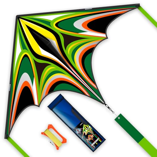 SGftre Delta-Drachen – Leichter Winddrachen Für Kinder & Erwachsene, Extrem Einfach Zu Fliegen – Mit 100m Schnur & Tragetasche – Ideal Für Strand, Park Und Familienaktivitäten, 138x90 cm (Grün) von SGftre