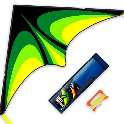 SGftre Delta Drachen - Einfaches zu Fliegen Flugdrachen für Kinder und Erwachsene - Komplettes, Langlebiges Set mit 100m Drachenschnur für Strand, Park & Outdoor-Spaß- 154 * 78 cm (Grünere) von SGftre