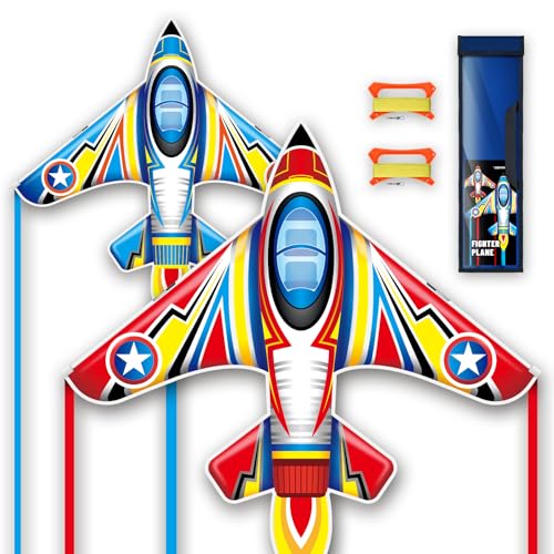 SGftre Drachen 2er-Set - Blau ＆Rote Flugdrachen Kinder ab 3 ＆ Anfänger,Winddrachen mit 3m langem Schwanz，Geeignet für Outdoor-Aktivitäten wie Strände und Parks,149×147cm (Mehrfarbig, 2) von SGftre