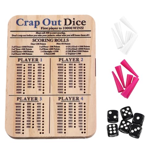 SHABD Hölzernes Crap Out Würfel-Punktebrett, Klassisches Familienspiel, Rundes, Lustiges Würfelbrettspiel mit Holztablett, Punkteblock, Würfeltablett S SHABD Hölzernes Crap Out Würfel-Punktebrett, Klassisches Familienspiel, Rundes, Lustiges Würfelbrettspiel mit Holztablett, Punkteblock, Würfeltablett S von SHABD
