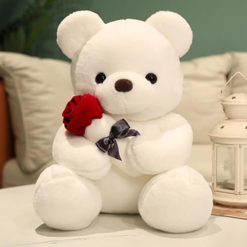 SHAFISH Teddybär, 35 cm, niedlicher Teddybär, Plüschtier, Geschenk für Jungen und Mädchen (weiß, 35 cm / 13,7 Zoll) von SHAFISH
