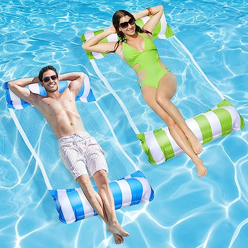 2 Stück Luftmatratze Pool, Aufblasbares Schwimmbett 4-in-1Wasserhängematte Pool Zubehör, Lounge Pool Spielzeug Luftmatratze Wasser mit manueller Luftpumpe, Loungesessel Wasserspielzeug Erwachsene 2 Stück Luftmatratze Pool, Aufblasbares Schwimmbett 4-in-1Wasserhängematte Pool Zubehör, Lounge Pool Spielzeug Luftmatratze Wasser mit manueller Luftpumpe, Loungesessel Wasserspielzeug Erwachsene von SHAINE