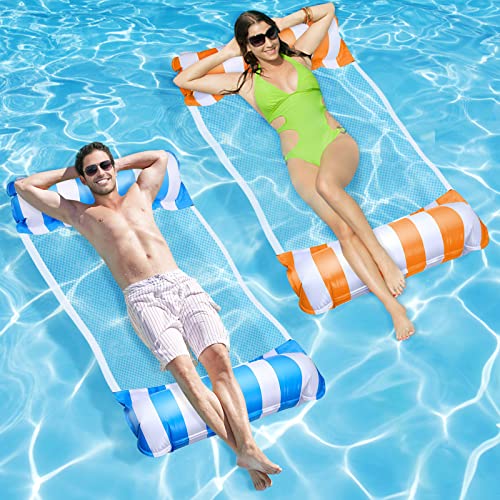 2 Stück Luftmatratze Pool, Aufblasbares Schwimmbett 4-in-1Wasserhängematte Pool Zubehör, Lounge Pool Spielzeug Luftmatratze Wasser mit manueller Luftpumpe, Loungesessel Wasserspielzeug Erwachsene 2 Stück Luftmatratze Pool, Aufblasbares Schwimmbett 4-in-1Wasserhängematte Pool Zubehör, Lounge Pool Spielzeug Luftmatratze Wasser mit manueller Luftpumpe, Loungesessel Wasserspielzeug Erwachsene von SHAINE