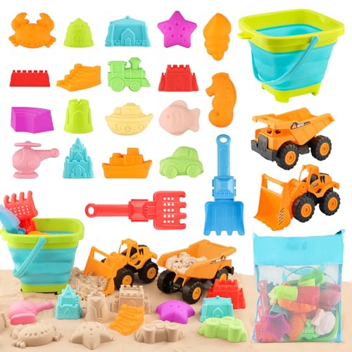 SHAINE 24 Stück Strand Sandspielzeug Set, Sandspielzeug Strandspielzeug mit Faltbarer Eimer Kinder Bagger Netzbeutel, Reise Sandkasten Spielzeug Sandförmchen Sandschaufel für Jungen Mädchen ab 3 Jahr SHAINE 24 Stück Strand Sandspielzeug Set, Sandspielzeug Strandspielzeug mit Faltbarer Eimer Kinder Bagger Netzbeutel, Reise Sandkasten Spielzeug Sandförmchen Sandschaufel für Jungen Mädchen ab 3 Jahr von SHAINE