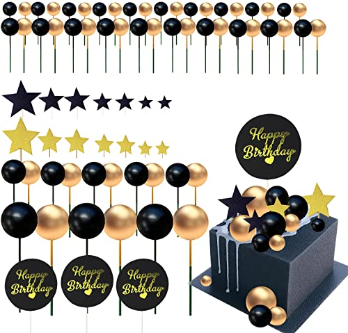 73 Stk Schaum Ball&Sterne Kuchen Picks Cupcake Perle Bälle DIY Kuchen Einlage Topper Geburtstag Kuchen Dekoration, für Valentinstag Geburtstag Hochzeit Bedarf Leichter Luxusstil Deko (schwarzes Gold) 73 Stk Schaum Ball&Sterne Kuchen Picks Cupcake Perle Bälle DIY Kuchen Einlage Topper Geburtstag Kuchen Dekoration, für Valentinstag Geburtstag Hochzeit Bedarf Leichter Luxusstil Deko (schwarzes Gold) von Shamoparty