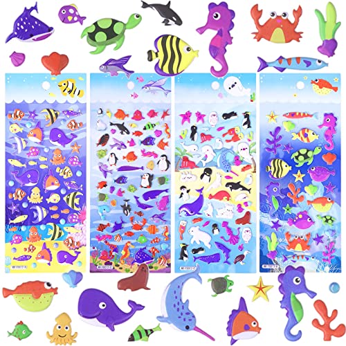 SHANGRLA 3D Puffy Meerestiere Ocean Animal Stickers für Kinder,Under The Sea Stickers Including Fisch und Other Sea Life Aufkleber. von SHANGRLA