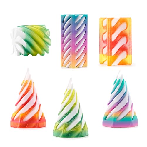 6 Pieces 3D Printed Spiral Cone Toy, Pyramid Spiral & Spiral Ball Toy, Funny Passthrough Pyramid Sculpture, Stress Relief Toy für Adult, Spirale Spielzeug für Kids, Impossible Cone von SHANIKER