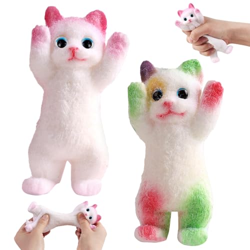 Squishy Katze Toy, Squishy Cat Stressball Katze, Cute Squeeze Spielzeug Katze, Flexible Klebrig Quetschspielzeuge, Tragbare Fidget Spielzeuge Geschenke für Erwachsene und Kinder von SHANIKER