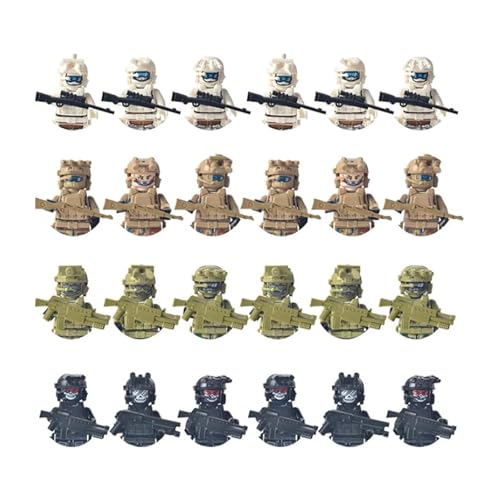 Ww2 Weapons Military Set for Figures,Militär Chained Soldier, Lego Soldaten Figuren - Die Auseinander- und Zusammengebaut Werden Können, 24 Guns, mit (Weste, Rucksack, Gürtel, Headset, Helm, Waffe) von SHANIKER