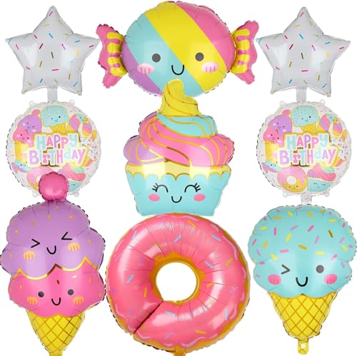Donut Folienballon, 9pcs Eiscreme Party Deko, Eiscreme Ballons, Folienballon Candy, Ice Cream Balloon, Geeignet für Geburtstagsballons zum Thema Eiscreme für Jungen und Mädchen Donut Folienballon, 9pcs Eiscreme Party Deko, Eiscreme Ballons, Folienballon Candy, Ice Cream Balloon, Geeignet für Geburtstagsballons zum Thema Eiscreme für Jungen und Mädchen von SHANKAM