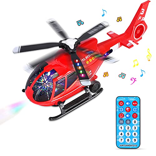 Hubschrauber Spielzeug mit Fernbedienung, Flugzeugspielzeug, Flugzeug Spielset, Flieger Kinder mit Lernspielzeug Set, Mit LED-Licht und Musik, Infrarotsteuerung für Kinder 2 3 4 5 6 Jahre (Rot) von SHANNA