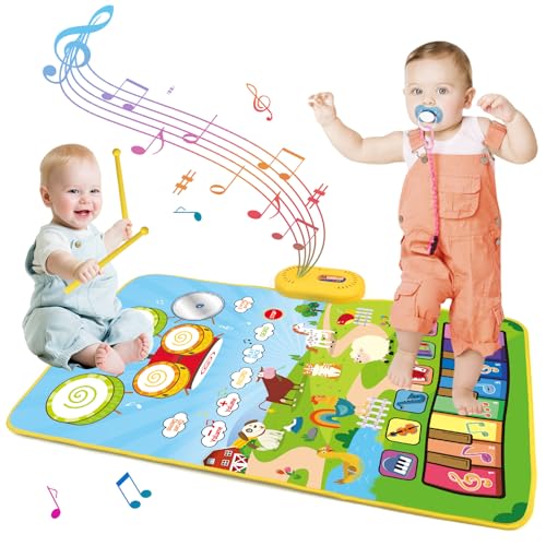 Baby Spielzeug 1 Jahr, 2-in-1 Musikmatte Kinder Piano & Trommel mit 8 Tieren, 13 Liedern Lernspielzeug Klaviermatte Tanzmatten, Weihnachts Kindertag Geschenk 1 2 3 4 Geburtstag Mädchen Junge Baby Spielzeug 1 Jahr, 2-in-1 Musikmatte Kinder Piano & Trommel mit 8 Tieren, 13 Liedern Lernspielzeug Klaviermatte Tanzmatten, Weihnachts Kindertag Geschenk 1 2 3 4 Geburtstag Mädchen Junge von SHAREMI