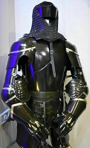 SHAROOANTIPAZ Deutscher Mittelalter Ritter Anzug der Rüstung Ganzkörperpanzer Kostüm schwarz tragbar SHAROOANTIPAZ Deutscher Mittelalter Ritter Anzug der Rüstung Ganzkörperpanzer Kostüm schwarz tragbar von SHAROOANTIPAZ