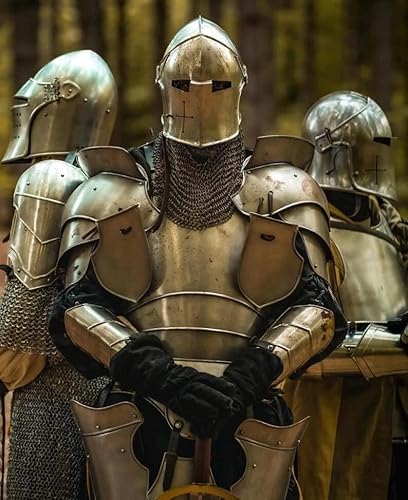 SHAROOANTIPAZ Komplett tragbarer Ritteranzug Barbuta-Visierhelm und Vollstahl-Rüstung für LARP von SHAROOANTIPAZ
