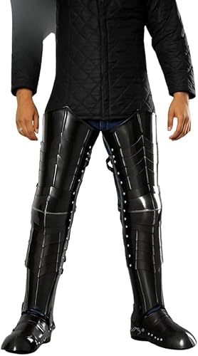 SHAROOANTIPAZ Mittelalter Fantasy Full Leg Rüstung Set Schwarz Metall Beinschienen LARP Cosplay Kostüm Rüstung Dark Knight Warrior Style von SHAROOANTIPAZ