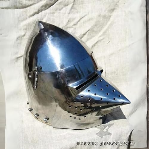 SHAROOANTIPAZ Mittelalterlicher Kampfhelm, Schweinegesicht, Stahl, SCA HNB, Kampfbereite Rüstung, historische Nachstellung, Kopfbedeckung von SHAROOANTIPAZ
