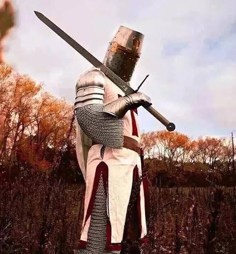 SHAROOANTIPAZ Mittelalterlicher Tempelritter Ganzkörper-Anzug, 18G Stahl, Cosplay, LARP Kostüm von SHAROOANTIPAZ