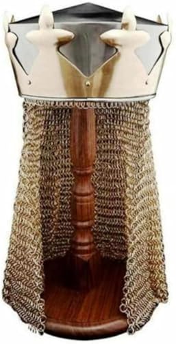 SHAROOANTIPAZ Monty Python König Arthur Helm mit Av Entail Kettenpost Mittelalter Ritterpanzer Helm LARP Kostüm Silber von SHAROOANTIPAZ
