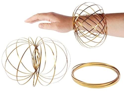 SHATCHI 11778 Bubble Infinity Arm Spring Slinky Juggle Dance 3D Magic Flow Ring Edelstahl Hand Fidget Spinner Interaktives kinetisches Dekompressionsspielzeug für Kinder Erwachsene, Gold, S von SHATCHI