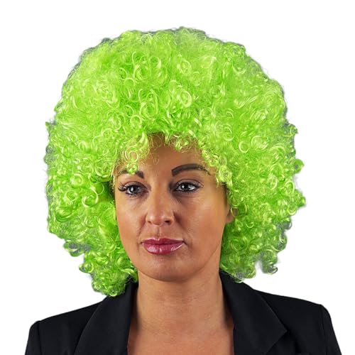 SHATCHI Afro-Perücke, lockiges Haar, für Kostümpartys, Disko-Zubehör, Wohltätigkeitsorganisation, flauschiges Fell, Unisex, 60er, 70er, 80er-Jahre-Design, grün SHATCHI Afro-Perücke, lockiges Haar, für Kostümpartys, Disko-Zubehör, Wohltätigkeitsorganisation, flauschiges Fell, Unisex, 60er, 70er, 80er-Jahre-Design, grün von SHATCHI