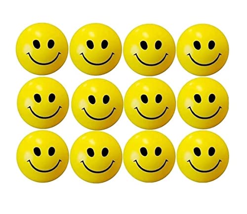 SHATCHI Anti-Stress-Bälle mit lustigem Lächeln und Gesicht, Stressabbau-Bälle, gelb, 6 cm, leichter Schaumstoffball, Quetschball für die Schule, Handübung, Zappel-Belohnung, Geburtstagsparty-Tütenfüll von SHATCHI