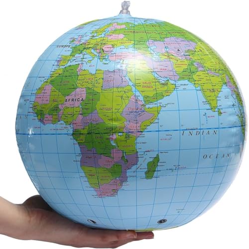 SHATCHI Aufblasbare Weltkugel Erdkarte Geographie Lehrer Hilfe Ball Spielzeug Geschenk 40 cm, blau von SHATCHI