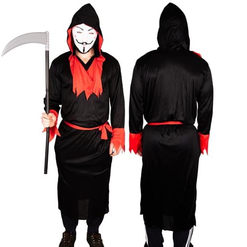 SHATCHI Erwachsene Teufel Halloween Kostüm Sensenmann Dämon Vampir Cosplay Verkleidung Outfit für Junggesellenabschied Karneval Party Schwarz-Rot Einheitsgröße SHATCHI Erwachsene Teufel Halloween Kostüm Sensenmann Dämon Vampir Cosplay Verkleidung Outfit für Junggesellenabschied Karneval Party Schwarz-Rot Einheitsgröße von SHATCHI