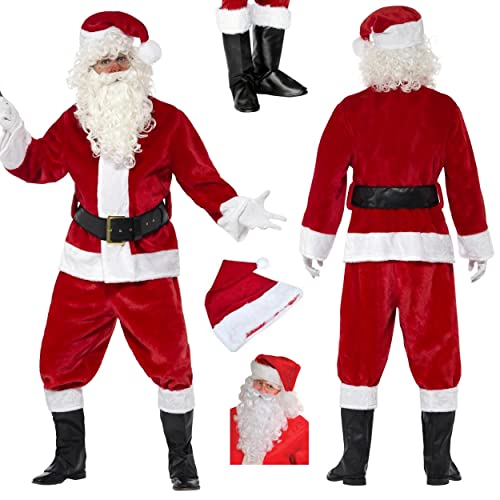 SHATCHI GoodsOnline24/7 komplettes Set Weihnachtsmann-Anzug Outfit Weihnachten Erwachsene Kostüm Zubehör Größe 96/111,8 cm, Rot, M SHATCHI GoodsOnline24/7 komplettes Set Weihnachtsmann-Anzug Outfit Weihnachten Erwachsene Kostüm Zubehör Größe 96/111,8 cm, Rot, M von SHATCHI