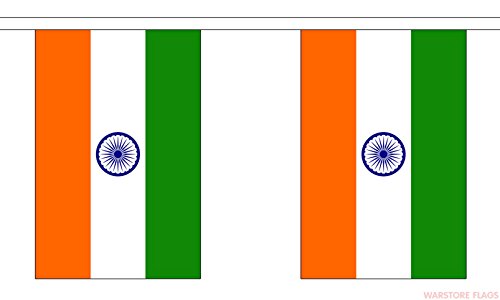 SHATCHI Indien Nationalwimpelkette 3M 10 Flaggen Fans Cricket Sport Dekoration Polyester, Multi von SHATCHI