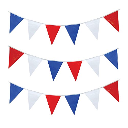 SHATCHI Wimpelkette, 10 m-40 m, rot, weiß und blau, Union Jack, Partydekoration, Sportveranstaltungen, Kneipe, Grill, königliches Design, französische USA, 20M With 40 Flags von SHATCHI