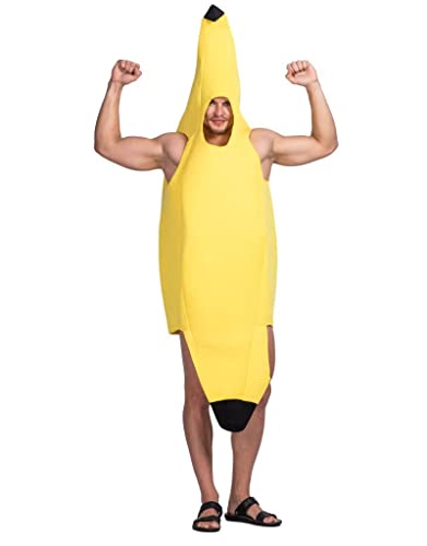 SHATCHI Yellow Banana Fruit Fancy Party Erwachsene Kostüm Halloween Unisex Lustig Dress Up Junggesellenabschied Overall, Einheitsgröße von SHATCHI