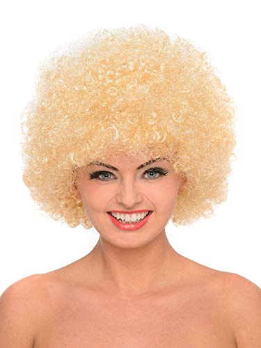 Afro-Perücke, lockiges, federndes Haar für Kostümpartys, Kostüme, Disco-Zubehör, Unisex, 60er-, 70er-, 80er-Jahre-Design, Blond von SHATCHI