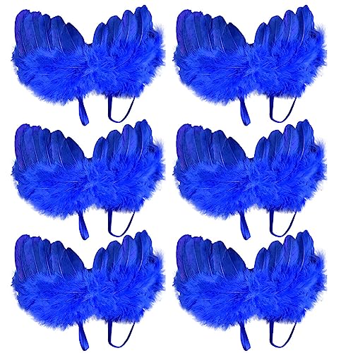 SHAVERUSH 6 Stück Engelsflügel, Engel Kostüm Damen,Weiße Engelsflügel Deko Federflügel Engel, Engelsflügel Weiße Flügel Mädchen Engelsflügel Deko Engels Flügel Kostüm (Königsblau) von SHAVERUSH