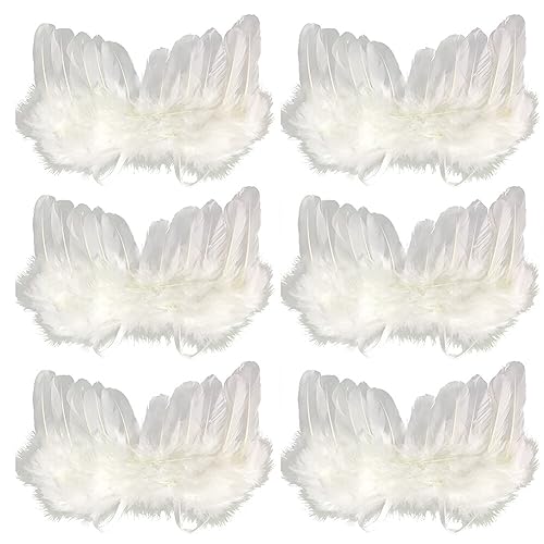 SHAVERUSH 6 Stück Engelsflügel, Engel Kostüm Damen,Weiße Engelsflügel Deko Federflügel Engel, Engelsflügel Weiße Flügel Mädchen Engelsflügel Deko Engels Flügel Kostüm (Weiß-a) von SHAVERUSH