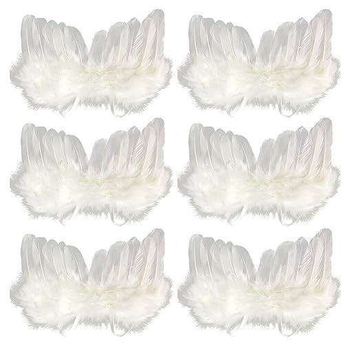 SHAVERUSH 6 Stück Engelsflügel, Engel Kostüm Damen,Weiße Engelsflügel Deko Federflügel Engel, Engelsflügel Weiße Flügel Mädchen Engelsflügel Deko Engels Flügel Kostüm (Weiß-b) von SHAVERUSH