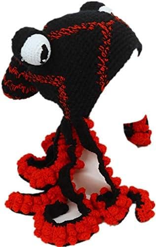 SHAVERUSH Handgewebte Gestrickte Mütze, Erwachsene Unisex Lustige Cartoon Octopus Lange Tentakel Augen Hut Cosplay Hut Party Requisiten Halloween (H) von SHAVERUSH