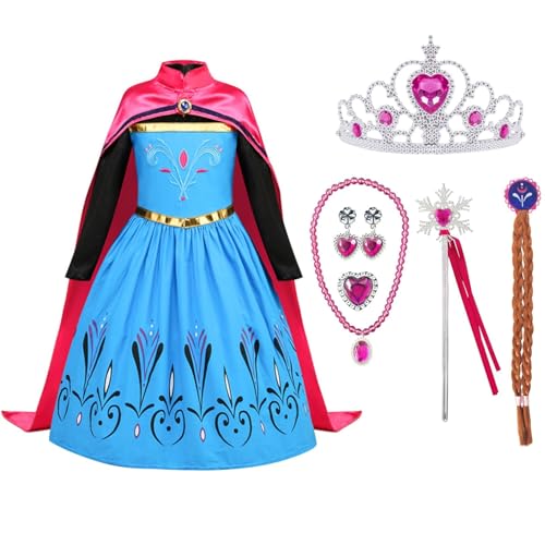 SHAWINKLE Prinzessin Mädchen Kleid,Prinzessin Kostüm,Kostüm Mädchen,Prinzessin Kleid mit Krone und Zauberstab,Kostüm Mädchen für Hochzeit Karneval Party von SHAWINKLE