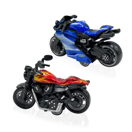 SHDIEHJFMLDH 2 Pcs Legierung Motorrad Spielzeug,Pull Bac Fahrzeug Spielzeug,Spielzeugautos Set,Motorrad Modell für Freunde und Kinder,für Lernspiel, Geburtstagsparty-Geschenk von SHDIEHJFMLDH