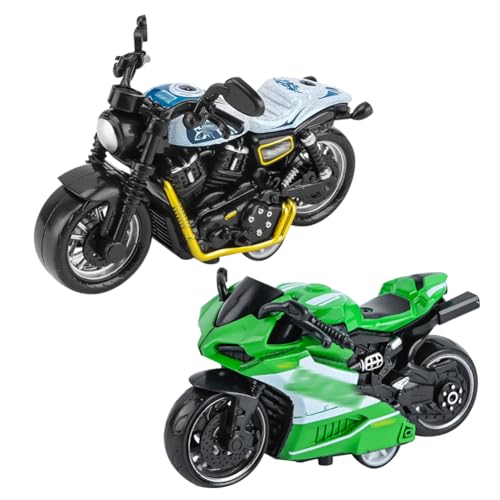 SHDIEHJFMLDH 2 Stück Legierung Motorrad Spielzeug,Pull Bac Fahrzeug Spielzeug,Spielzeugautos Set,Motorrad Modell für Freunde und Kinder,für Lernspiel, Geburtstagsparty-Geschenk（Blau und Grün） von SHDIEHJFMLDH