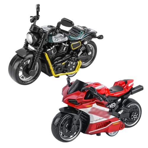 SHDIEHJFMLDH 2 Stück Legierung Motorrad Spielzeug,Pull Bac Fahrzeug Spielzeug,Spielzeugautos Set,Motorrad Modell für Freunde und Kinder,für Lernspiel, Geburtstagsparty-Geschenk（grün und rot） von SHDIEHJFMLDH