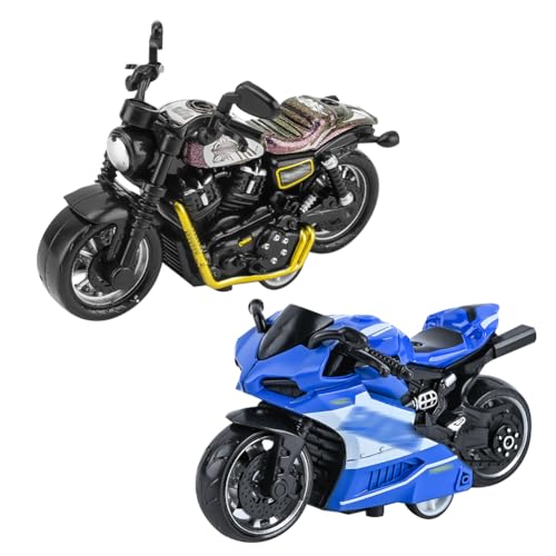 SHDIEHJFMLDH 2 Stück Legierung Motorrad Spielzeug,Pull Bac Fahrzeug Spielzeug,Spielzeugautos Set,Motorrad Modell für Freunde und Kinder,für Lernspiel, Geburtstagsparty-Geschenk（lila und blau） von SHDIEHJFMLDH