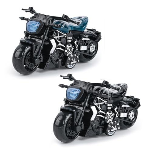 SHDIEHJFMLDH 2 Stücke Legierung Motorrad Spielzeug,Pull Bac Fahrzeug Spielzeug,Spielzeugautos Set,Motorrad Modell für Freunde und Kinder,für Lernspiel, Geburtstagsparty-Geschenk(Blue and Black) von SHDIEHJFMLDH