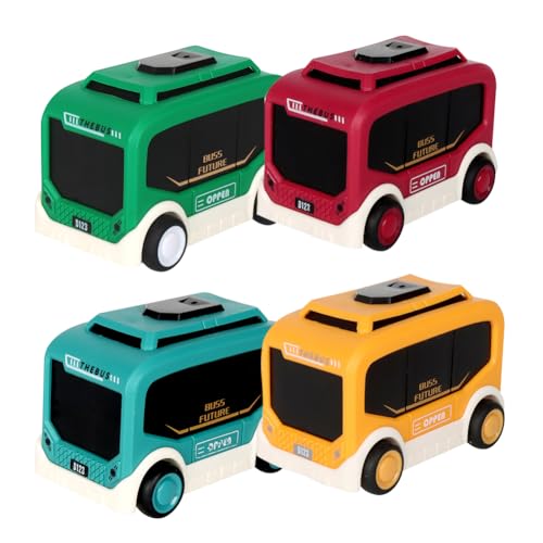 SHDIEHJFMLDH 4 Stück Mini Pull Back Spielzeugautos,Mini Bus Spielzeug,Bus Modell,Spielzeugautos Set für Freunde und Kinder, Lernspiel, Geburtstagsparty-Geschenk von SHDIEHJFMLDH