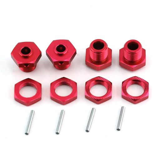 SHEAWA Rad-Sechskant-Nabenadapter mit Muttern-Set für ARRMA 1/8 Typhon 3S, Aluminiumlegierung, RC-Autozubehör für 3S BLX Upgrades (rot), 12 Stück von SHEAWA
