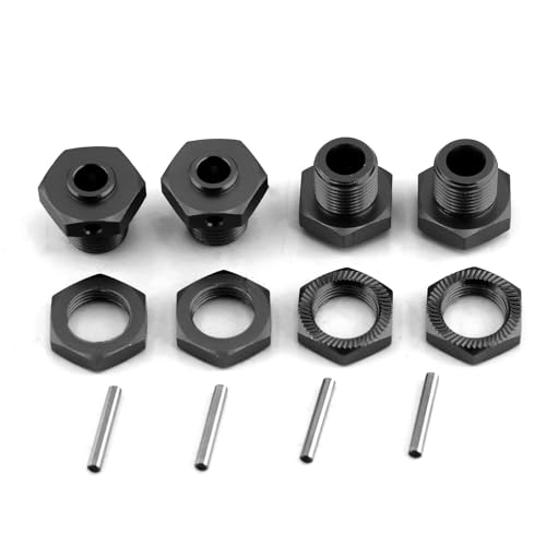 SHEAWA Rad-Sechskant-Nabenadapter mit Muttern-Set für ARRMA 1/8 Typhon 3S, Aluminiumlegierung, RC-Autozubehör für 3S BLX Upgrades (schwarz), 12 Stück von SHEAWA