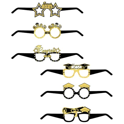 SHEGOTO 6 Stück Abschlussbrille 2025 Glitzernde Brille für Photo Booth Requisiten und Partyzubehör SHEGOTO 6 Stück Abschlussbrille 2025 Glitzernde Brille für Photo Booth Requisiten und Partyzubehör von SHEGOTO