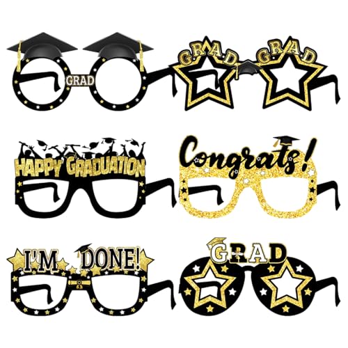 SHEGOTO 6 Stück Abschlussbrille 2025 Glitzernde Brille für Photo Booth Requisiten und Partyzubehör SHEGOTO 6 Stück Abschlussbrille 2025 Glitzernde Brille für Photo Booth Requisiten und Partyzubehör von SHEGOTO