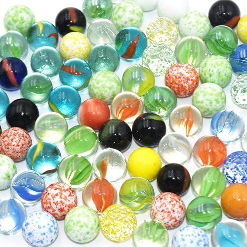 SHENSAIGO 100 Stück Glasmurmeln Glas, Kleine Glas Murmeln, 16mm Bunte Murmeln, Glaskugeln, Bunte Katzenaugen-Glasmurmeln für Murmelspiel Murmelbahn Kugelbahnen Vasen Pflanzendeko SHENSAIGO 100 Stück Glasmurmeln Glas, Kleine Glas Murmeln, 16mm Bunte Murmeln, Glaskugeln, Bunte Katzenaugen-Glasmurmeln für Murmelspiel Murmelbahn Kugelbahnen Vasen Pflanzendeko von SHENSAIGO
