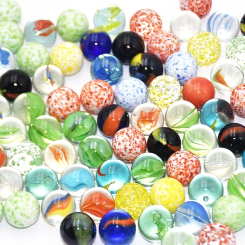 SHENSAIGO 100 Stück Glasmurmeln Glas, Kleine Glas Murmeln, 16mm Bunte Murmeln, Glaskugeln, Bunte Katzenaugen-Glasmurmeln für Murmelspiel Murmelbahn Kugelbahnen Vasen Pflanzendeko SHENSAIGO 100 Stück Glasmurmeln Glas, Kleine Glas Murmeln, 16mm Bunte Murmeln, Glaskugeln, Bunte Katzenaugen-Glasmurmeln für Murmelspiel Murmelbahn Kugelbahnen Vasen Pflanzendeko von SHENSAIGO